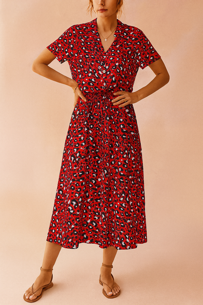 Boho midi dress floral tiered hem for women