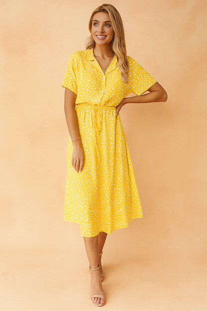 Boho midi dress floral tiered hem for women