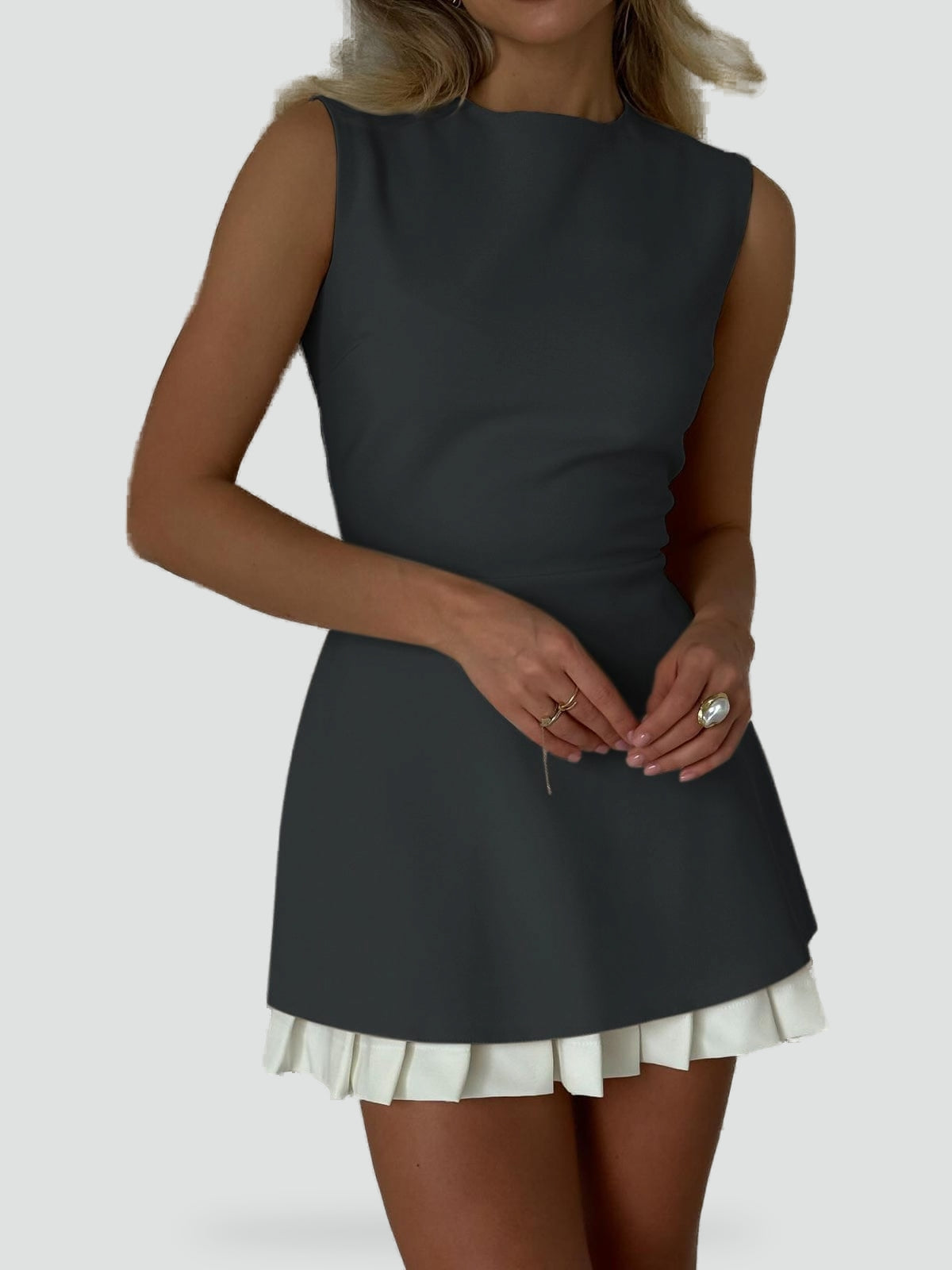 Midi Dress with Pleated Hem for women