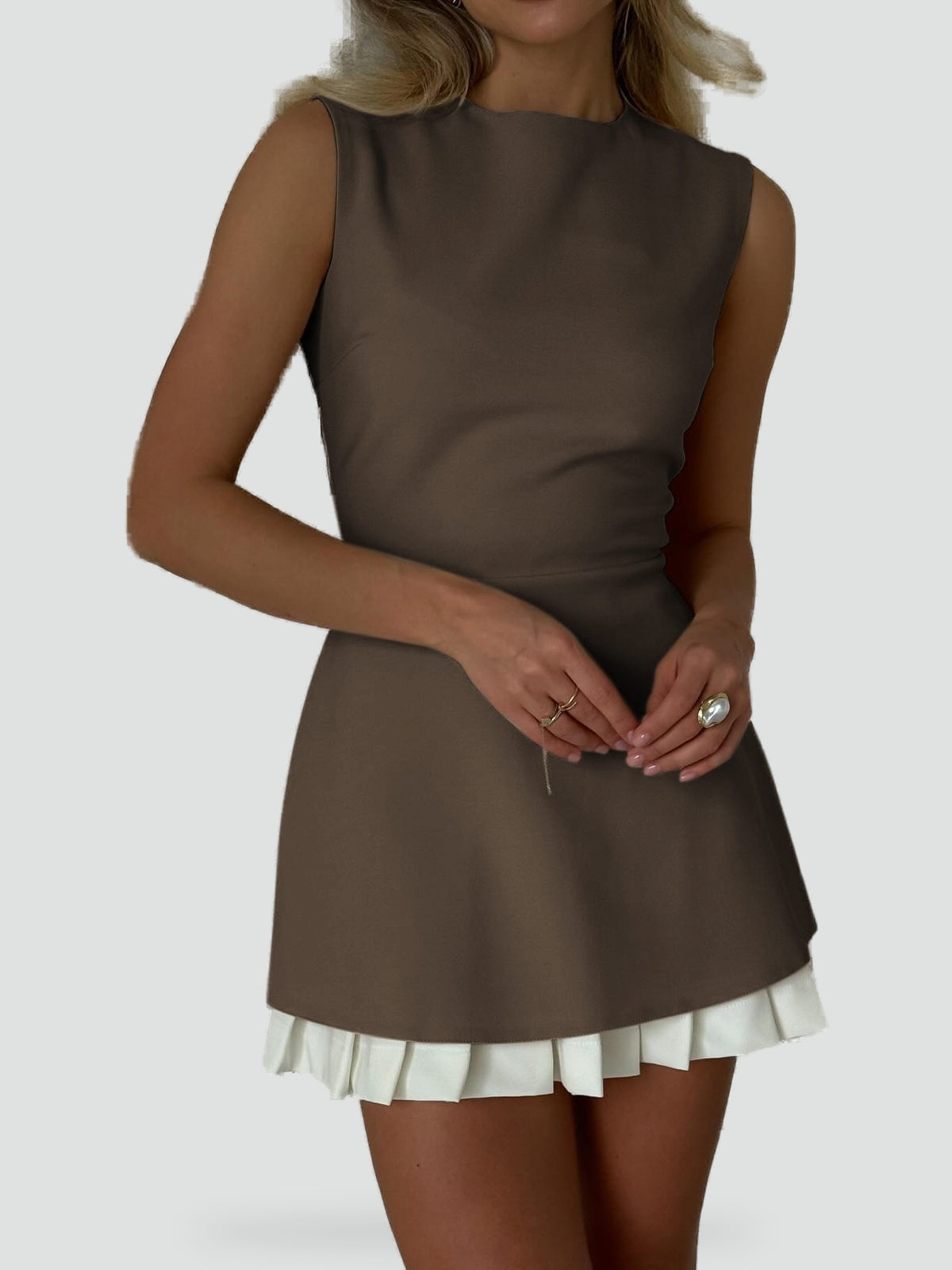 Midi Dress with Pleated Hem for women