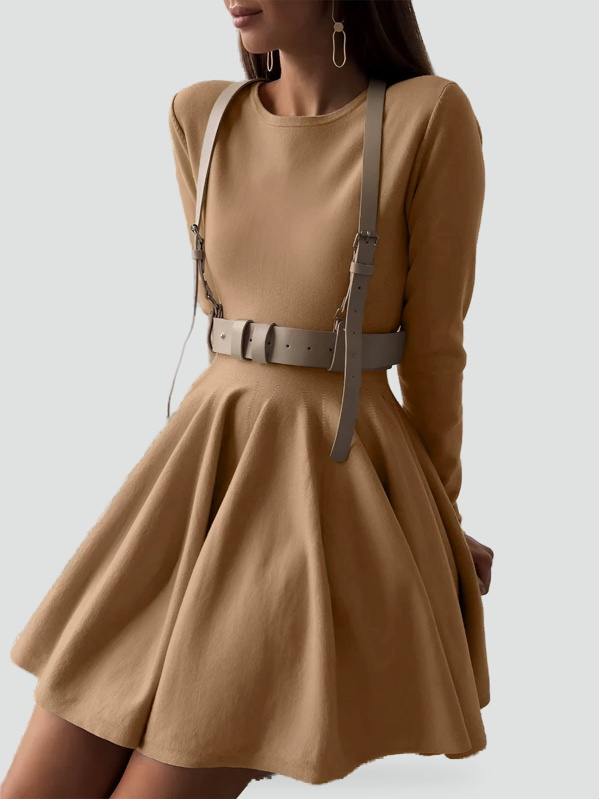 Midi Dress with Flared Skirt for Women