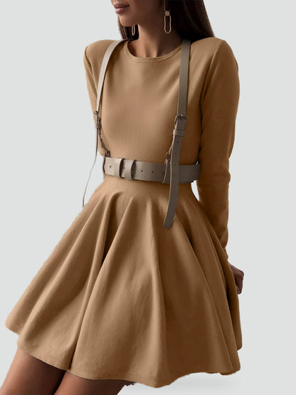 Midi Dress with Flared Skirt for Women