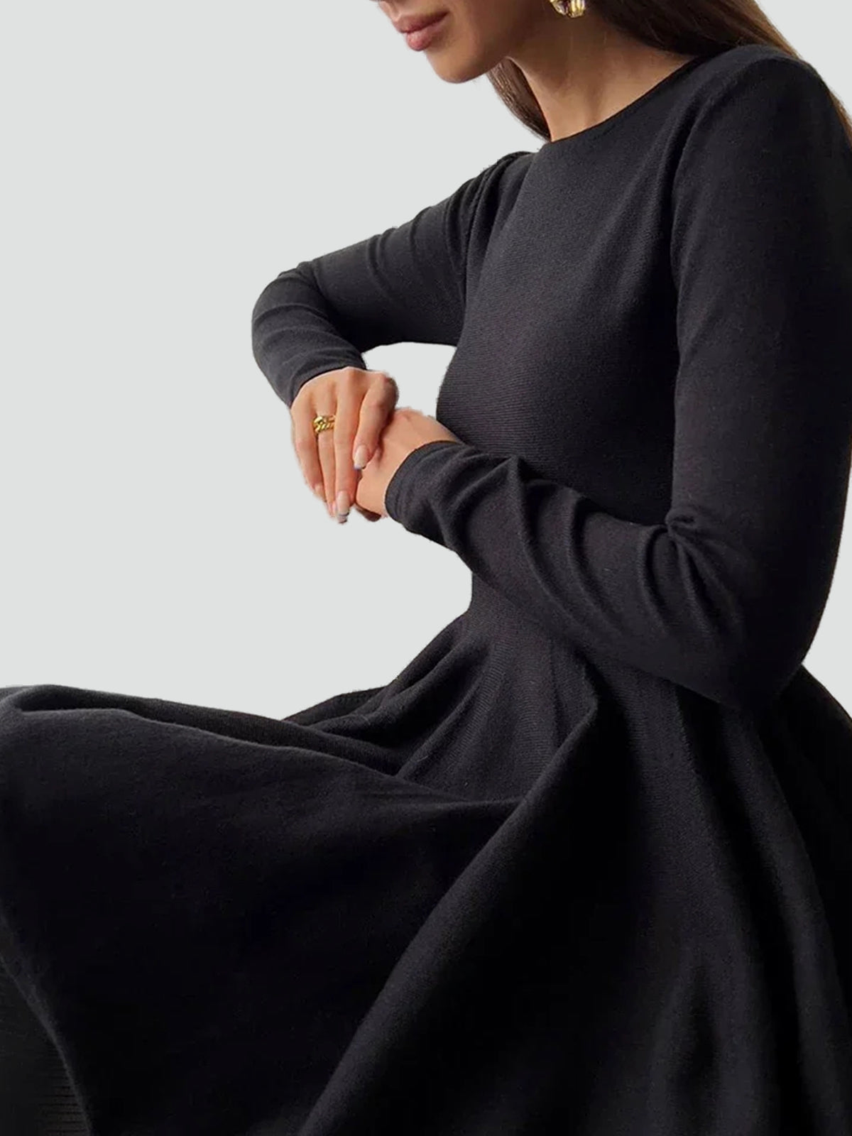 Midi Dress with Flared Skirt for Women