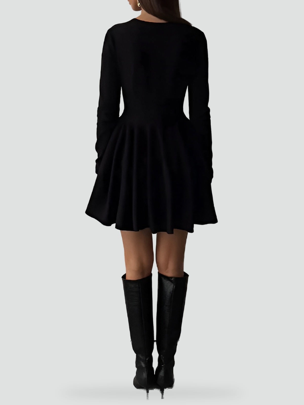 Midi Dress with Flared Skirt for Women