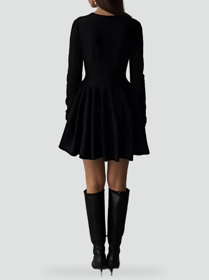 Midi Dress with Flared Skirt for Women