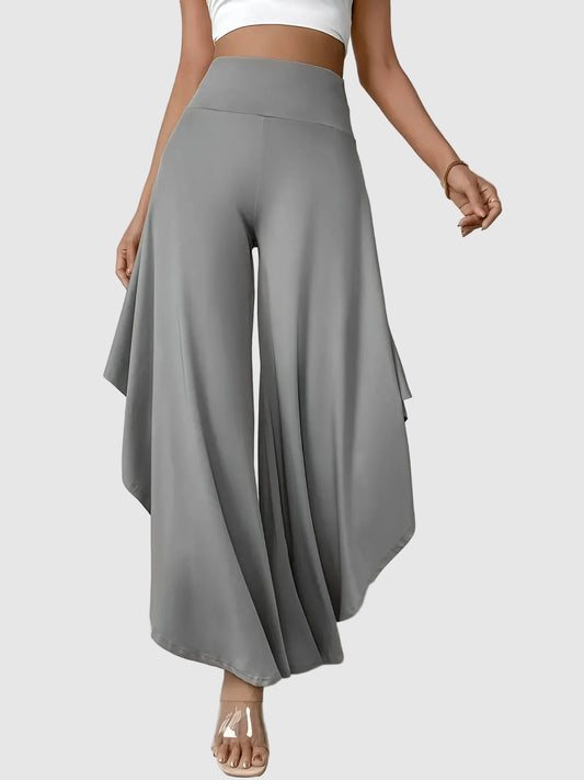 Wide Leg Trousers with Asymmetric Hem for Women
