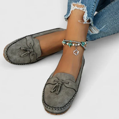 Suede Moccasin Loafers with Tassels for Women