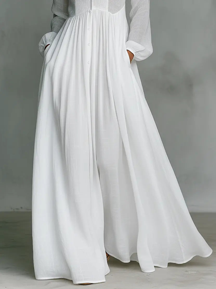 Patchwork Linen Blend Maxi Dress for Women