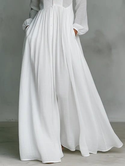 Patchwork Linen Blend Maxi Dress for Women