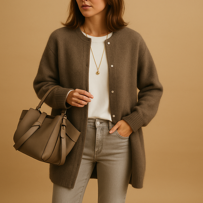 Long Knitted Button-Up Cardigan