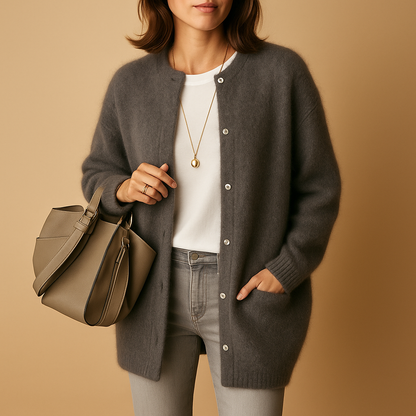 Long Knitted Button-Up Cardigan