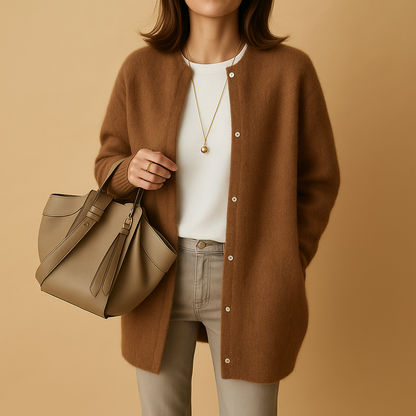 Long Knitted Button-Up Cardigan