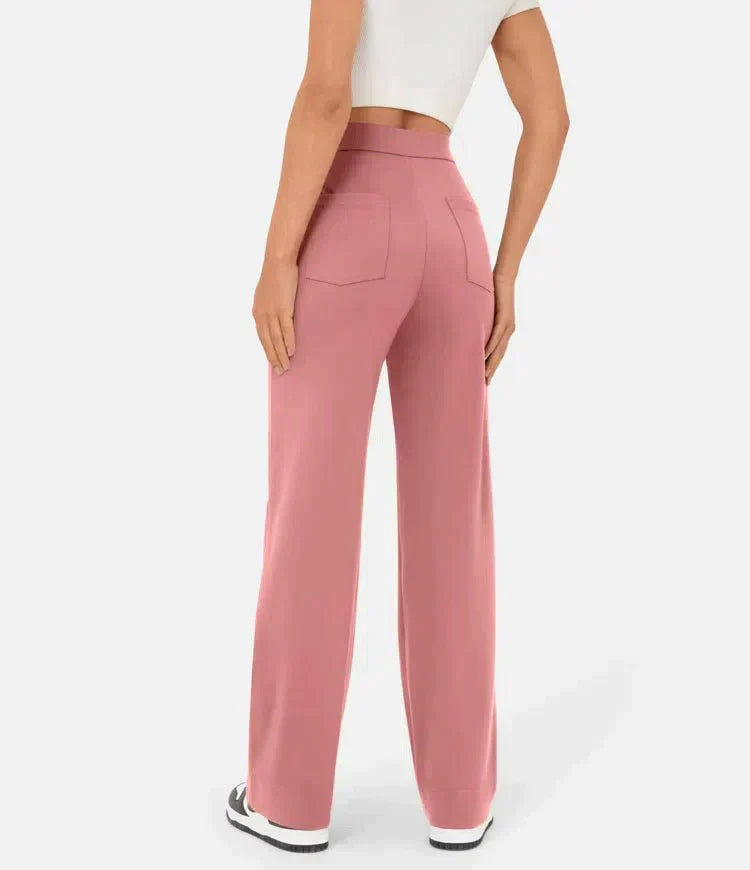 Wide Leg Trousers High Waist Elasticated Waistband for Women