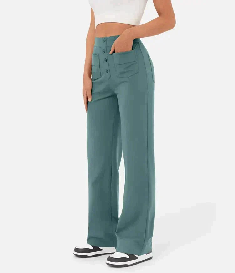 Wide Leg Trousers High Waist Elasticated Waistband for Women