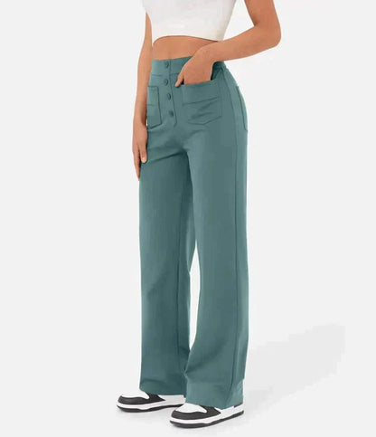 Wide Leg Trousers High Waist Elasticated Waistband for Women