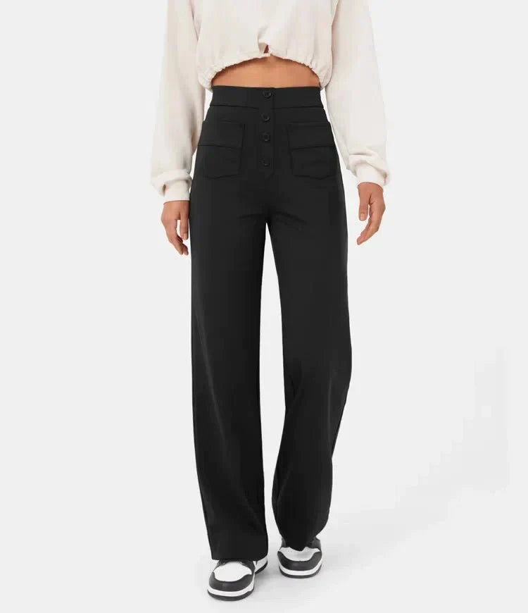 Wide Leg Trousers High Waist Elasticated Waistband for Women