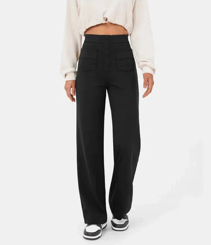 Wide Leg Trousers High Waist Elasticated Waistband for Women
