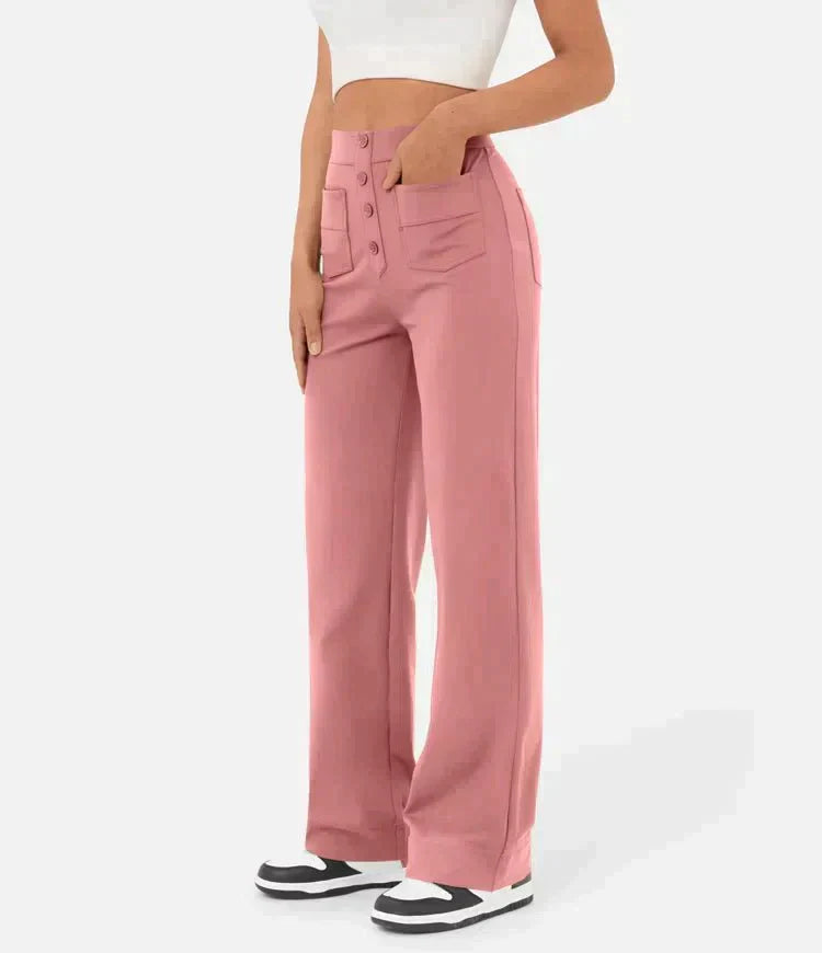 Wide Leg Trousers High Waist Elasticated Waistband for Women