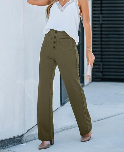 Wide Leg Trousers High Waist Elasticated Waistband for Women