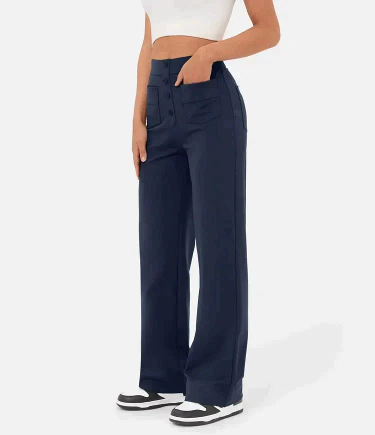 Wide Leg Trousers High Waist Elasticated Waistband for Women