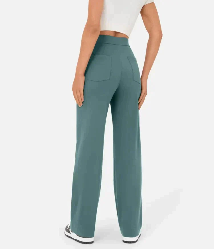 Wide Leg Trousers High Waist Elasticated Waistband for Women