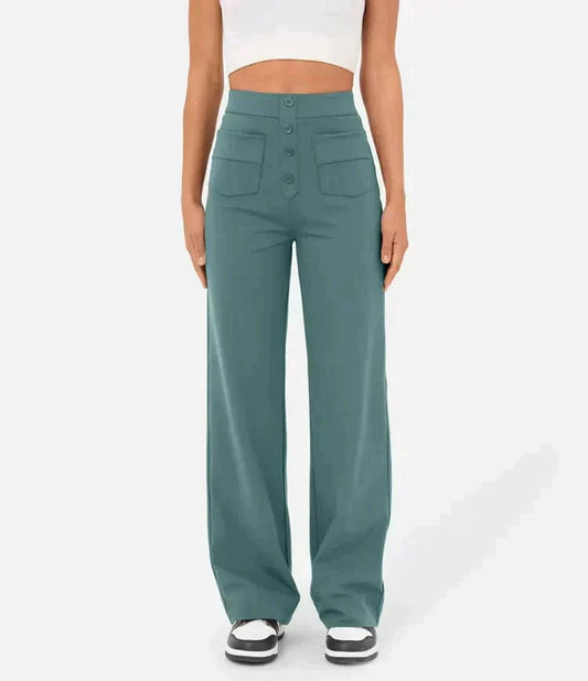 Wide Leg Trousers High Waist Elasticated Waistband for Women