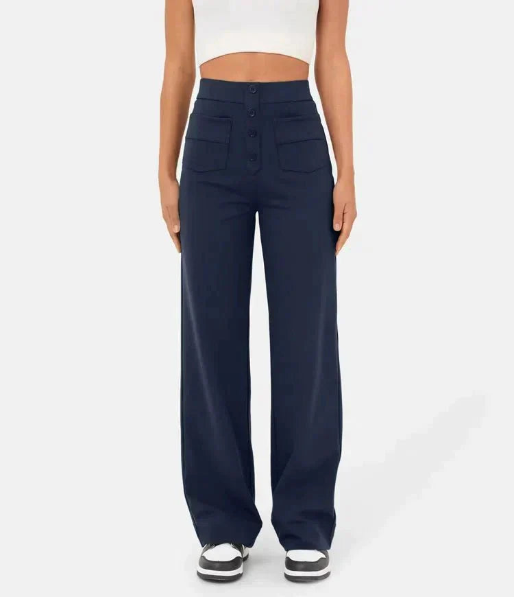 Wide Leg Trousers High Waist Elasticated Waistband for Women