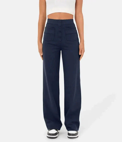 Wide Leg Trousers High Waist Elasticated Waistband for Women