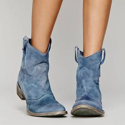 Western Ankle Boots with Faux Leather