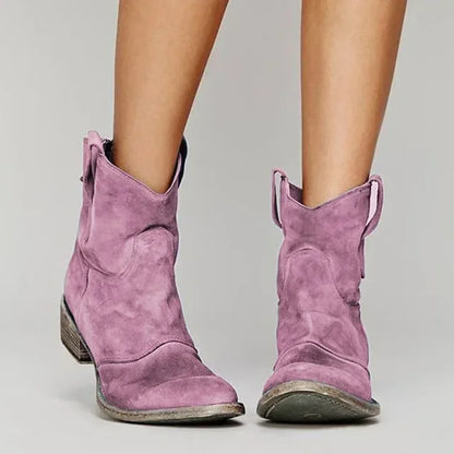 Western Ankle Boots with Faux Leather