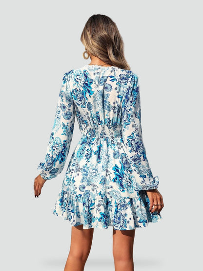Floral Midi Dress with V-Neckline for Women