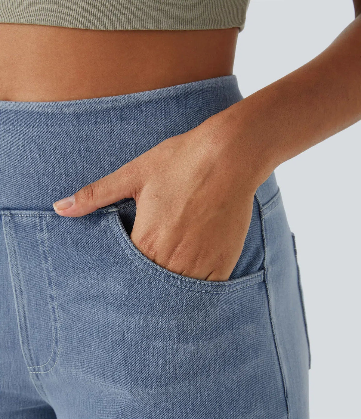 Wide Leg Trousers High Waisted Elasticated Waistband for Women