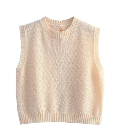 Knit Open Back Summer Sleeveless Top with Cut-Out for Women