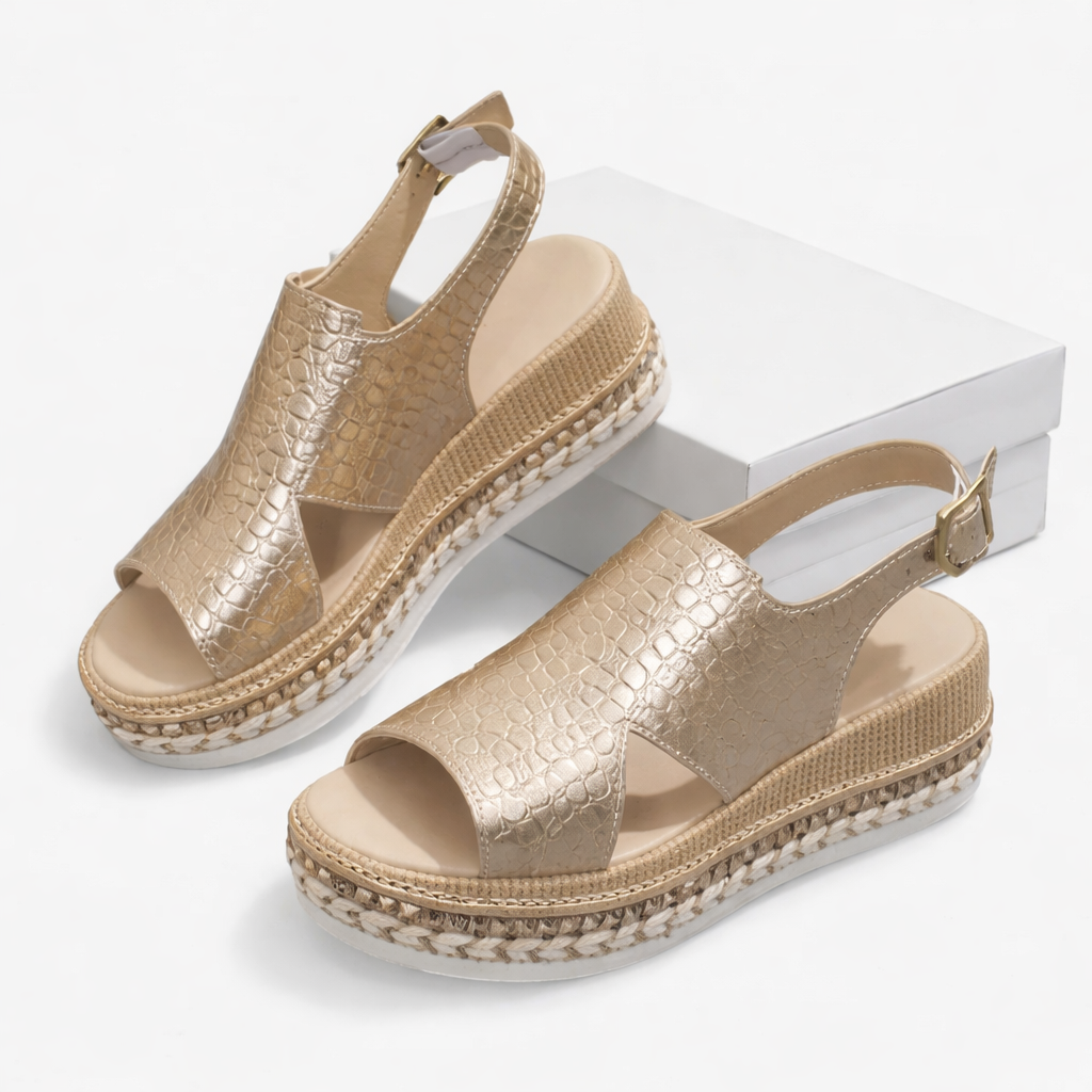 Metallic Sandals with Footbed Strap Detail for women