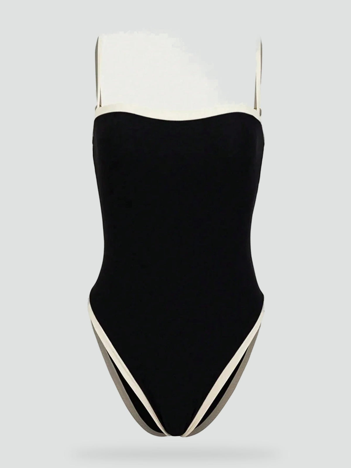 Swimsuit with Contrasting Details and Thin Straps for Women