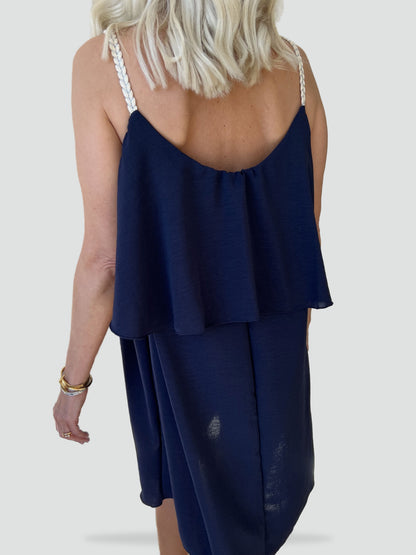 Midi Dress with Straps and Sleeveless Cut for Women