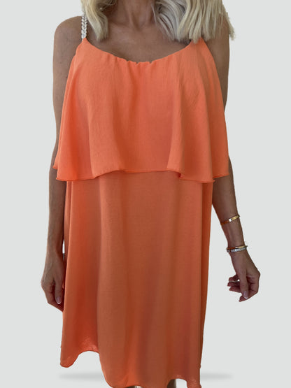 Midi Dress with Straps and Sleeveless Cut for Women