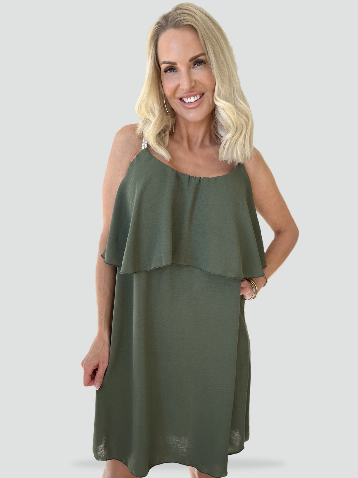Midi Dress with Straps and Sleeveless Cut for Women