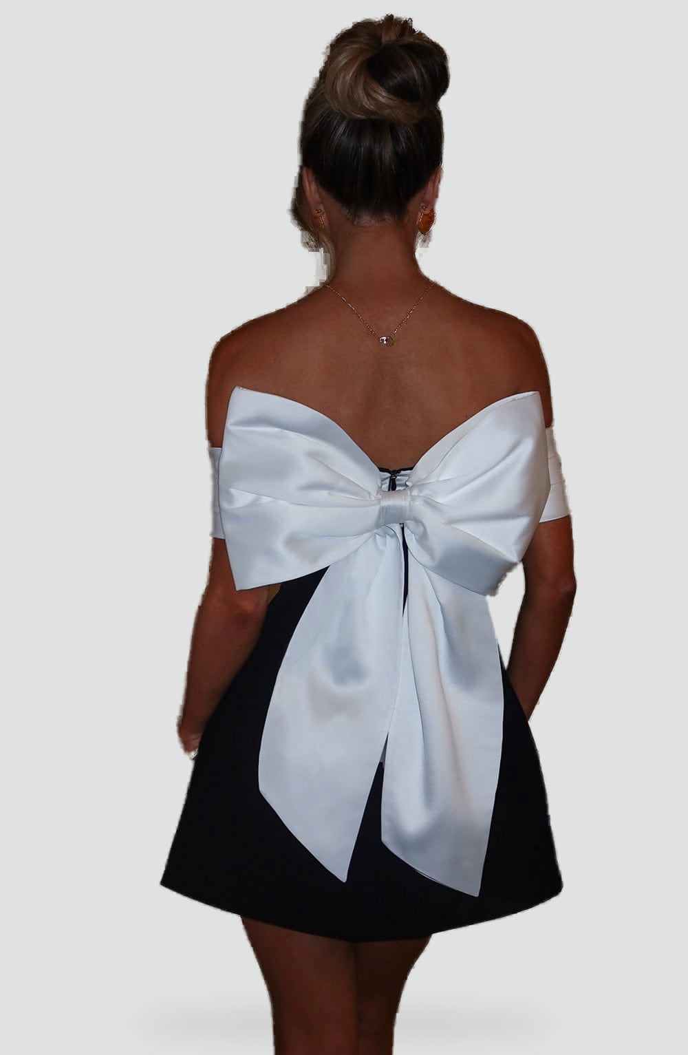 Midi Dress with Satin Neckline and Flared Skirt for Women
