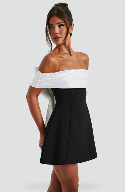 Midi Dress with Satin Neckline and Flared Skirt for Women