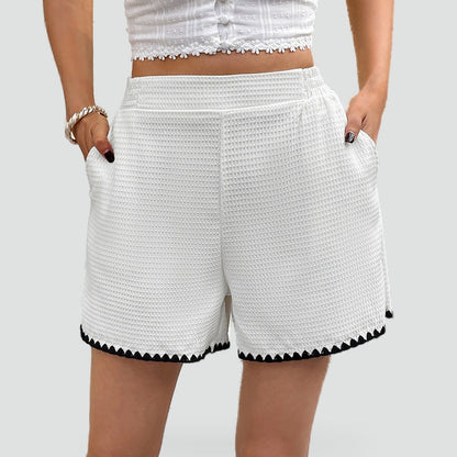 Women's Textured Shorts with Contrast Trim
