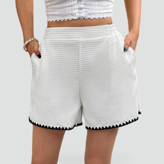 Women's Textured Shorts with Contrast Trim