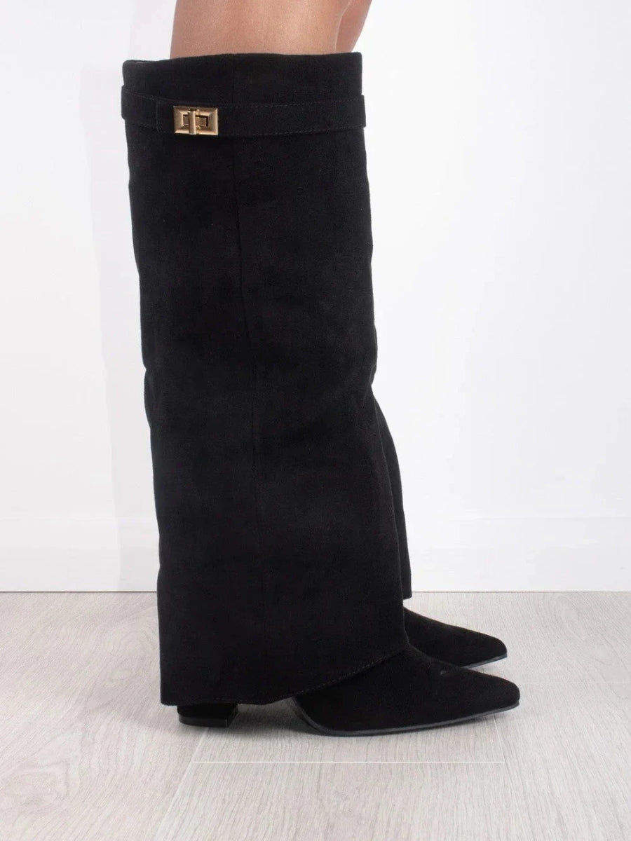 Fold-Over Boots with Golden Detail