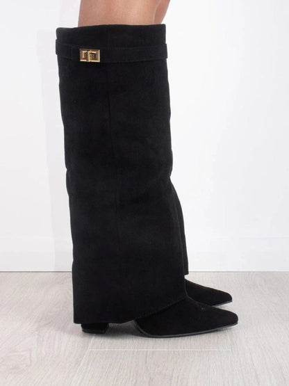 Fold-Over Boots with Golden Detail
